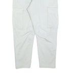 ZARA Womens Cotton Blend White Regular Cargo Trousers W34 L26 Casual Zip