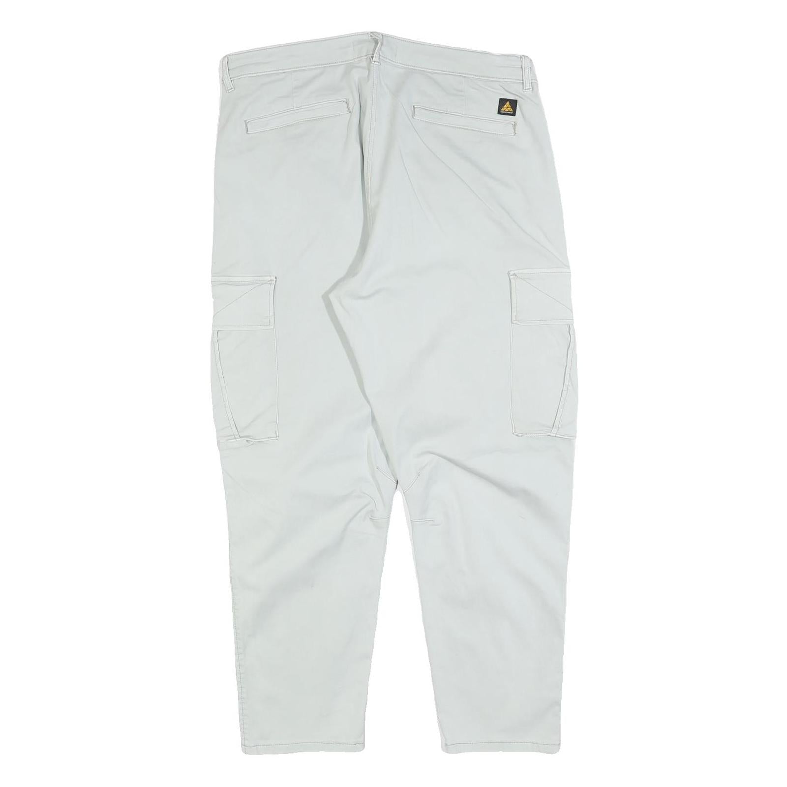 ZARA Womens Cotton Blend White Regular Cargo Trousers W34 L26 Casual Zip