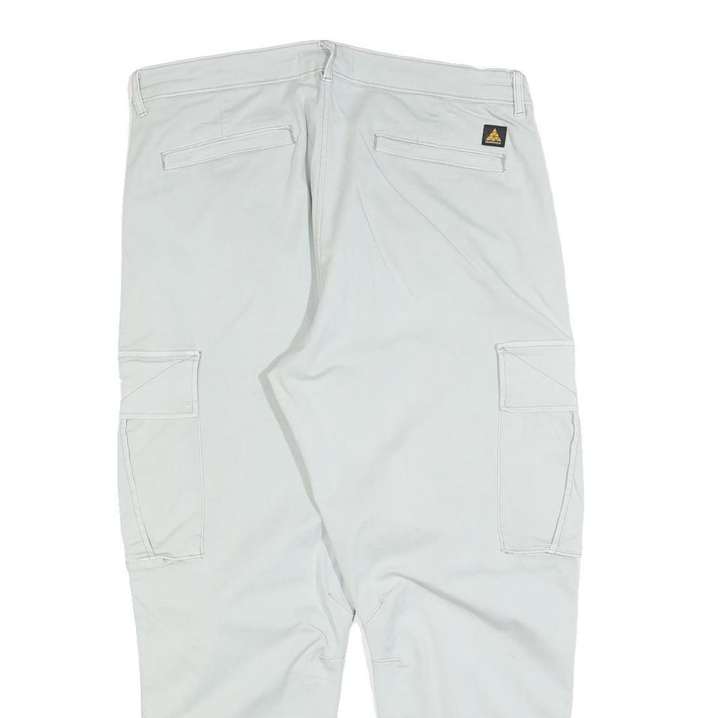 ZARA Womens Cotton Blend White Regular Cargo Trousers W34 L26 Casual Zip