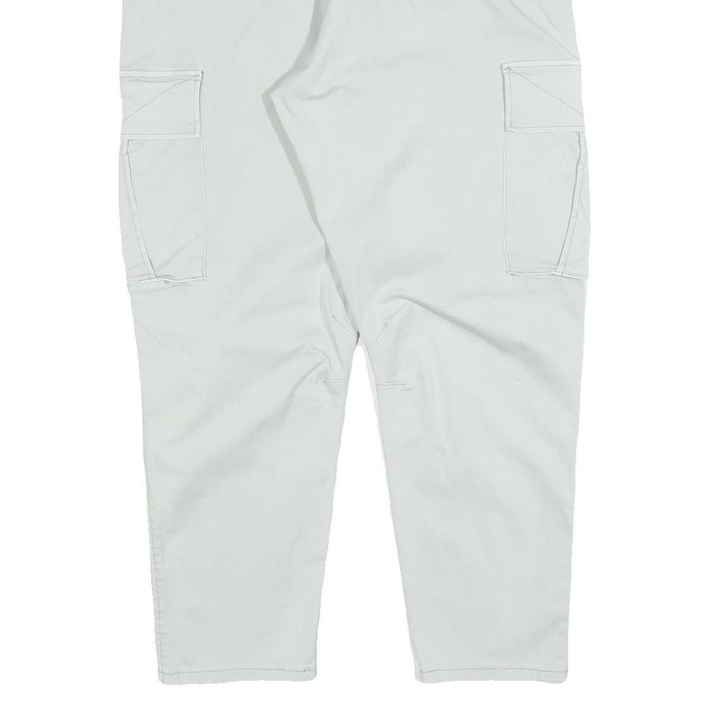 ZARA Womens Cotton Blend White Regular Cargo Trousers W34 L26 Casual Zip