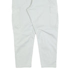 ZARA Womens Cotton Blend White Regular Cargo Trousers W34 L26 Casual Zip