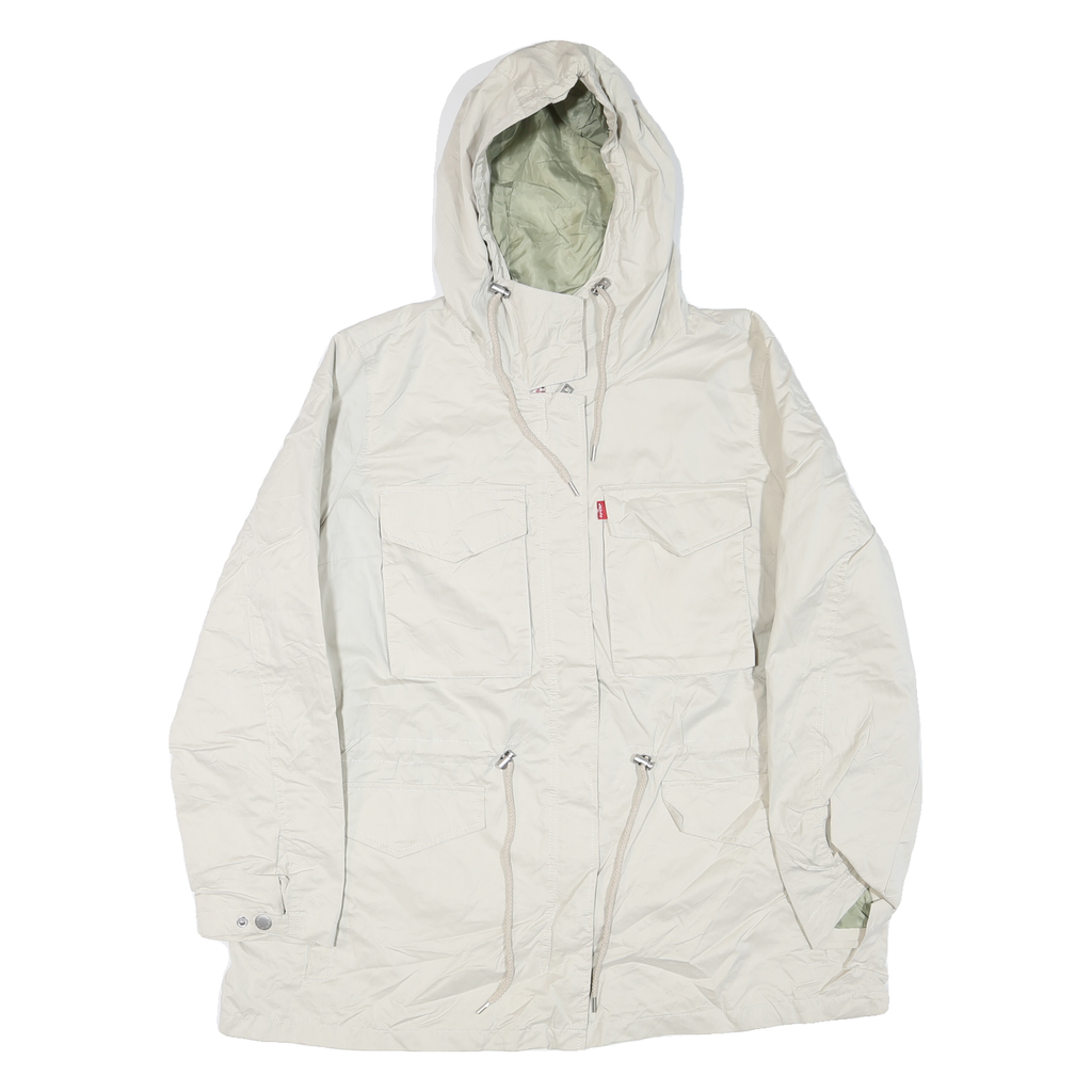 LEVI'S Womens White Hooded Zip Jacket XL Polyester Blend Casual Outerwear