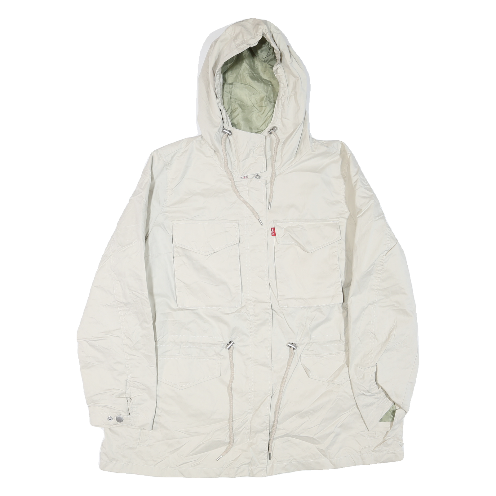 LEVI'S Womens White Hooded Zip Jacket XL Polyester Blend Casual Outerwear