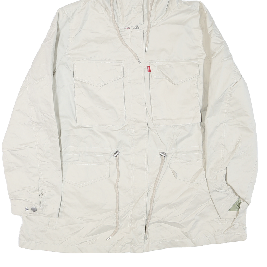 LEVI'S Womens White Hooded Zip Jacket XL Polyester Blend Casual Outerwear