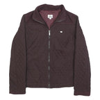 LACOSTE Womens Maroon Quilted Polyester Jacket S Zip Closure Stylish