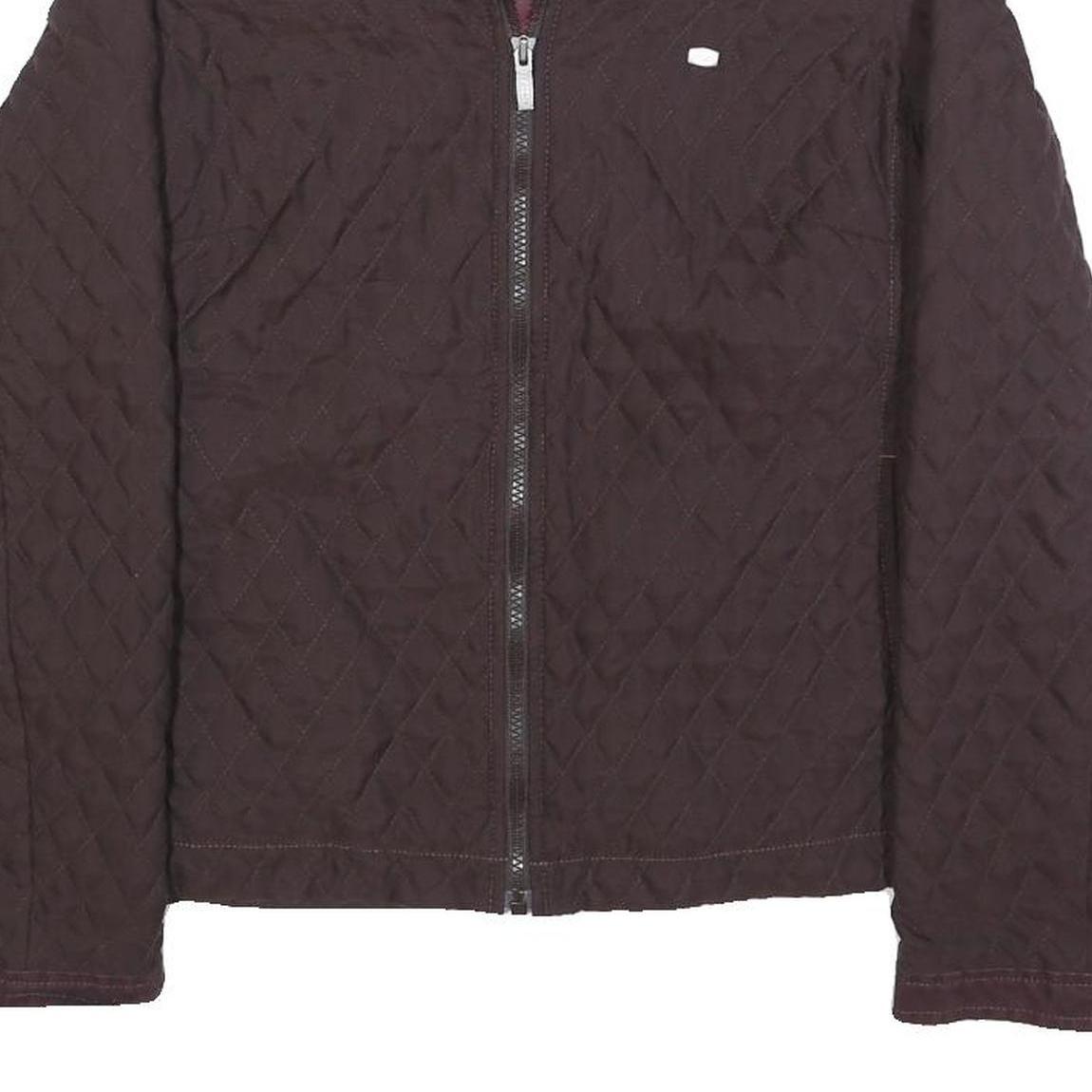 LACOSTE Womens Maroon Quilted Polyester Jacket S Zip Closure Stylish