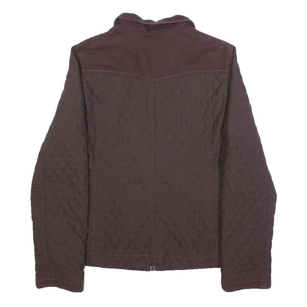 LACOSTE Womens Maroon Quilted Polyester Jacket S Zip Closure Stylish