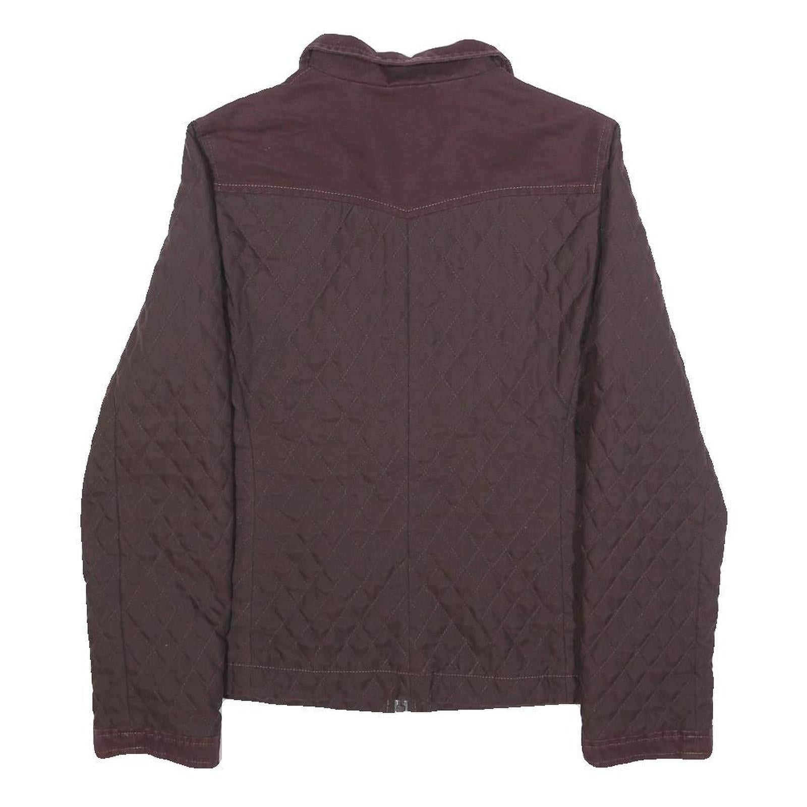 LACOSTE Womens Maroon Quilted Polyester Jacket S Zip Closure Stylish