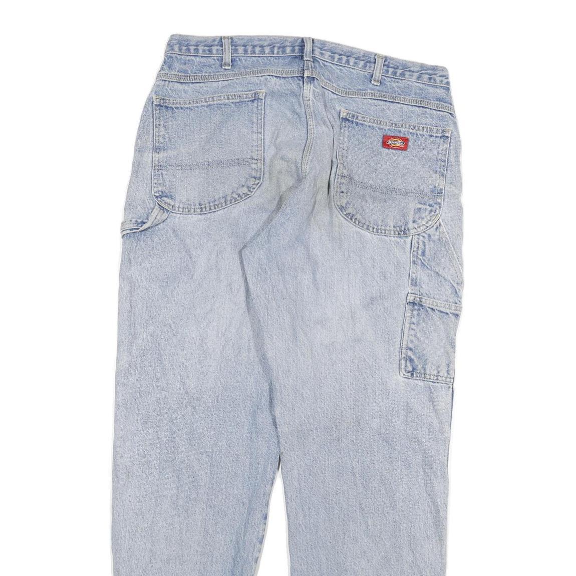 DICKIES Mens Regular Fit Light Blue Denim Jeans W36 L33 Workwear Cotton Blend