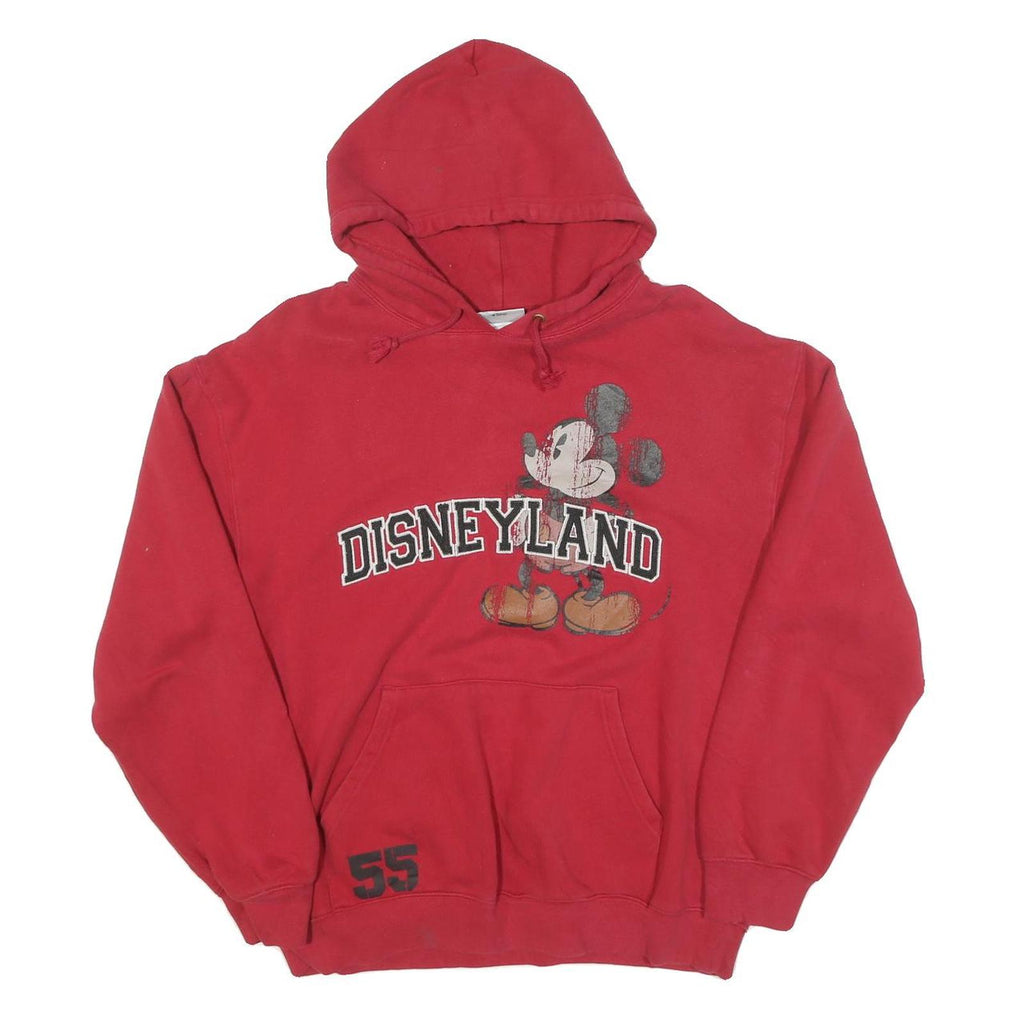 DISNEY Mens Red Disneyland Hoodie S Cotton Blend Pullover Casual