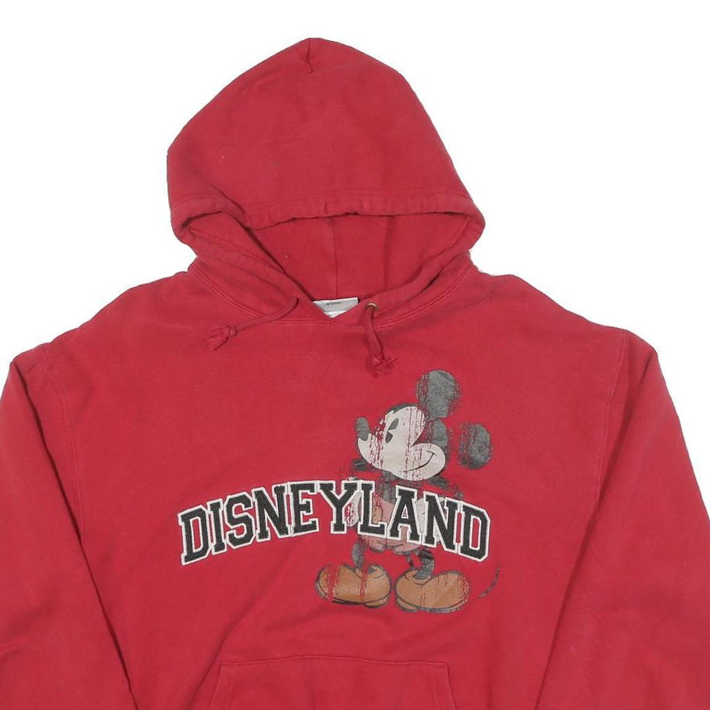 DISNEY Mens Red Disneyland Hoodie S Cotton Blend Pullover Casual