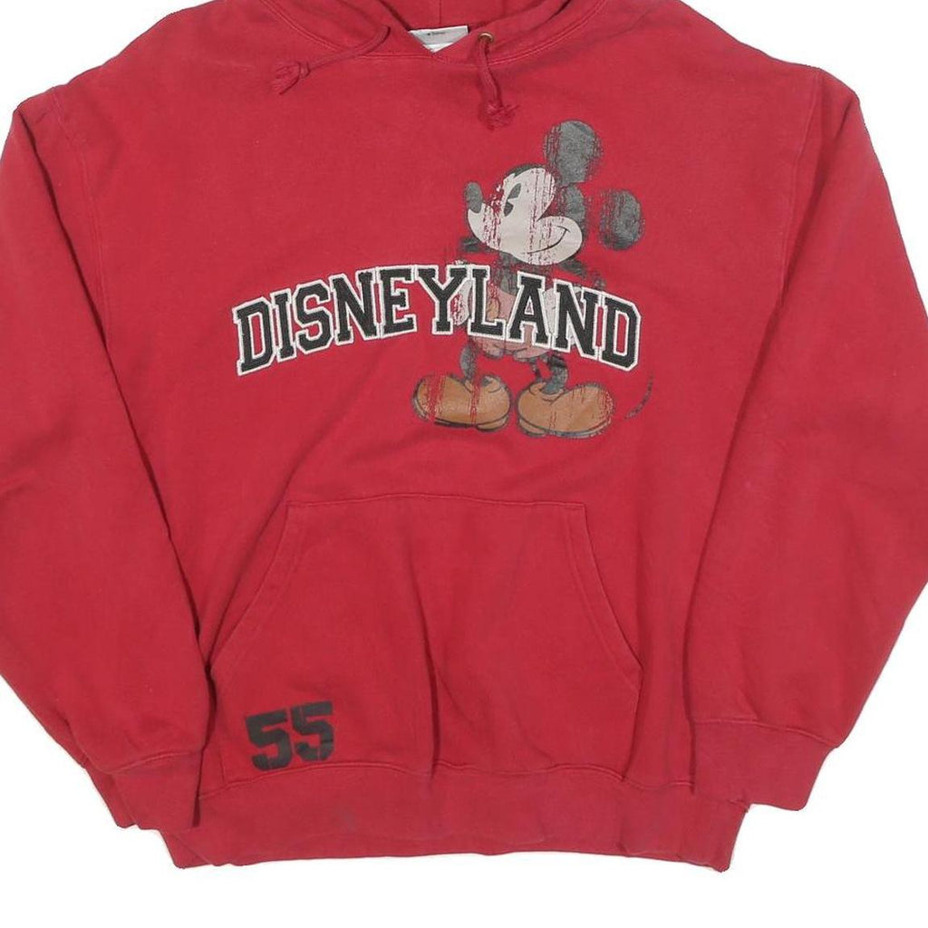 DISNEY Mens Red Disneyland Hoodie S Cotton Blend Pullover Casual