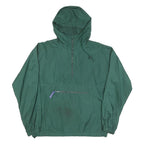 TURFER Mens Green Nylon Jacket S Lightweight Plain Hooded Zip Outdoor