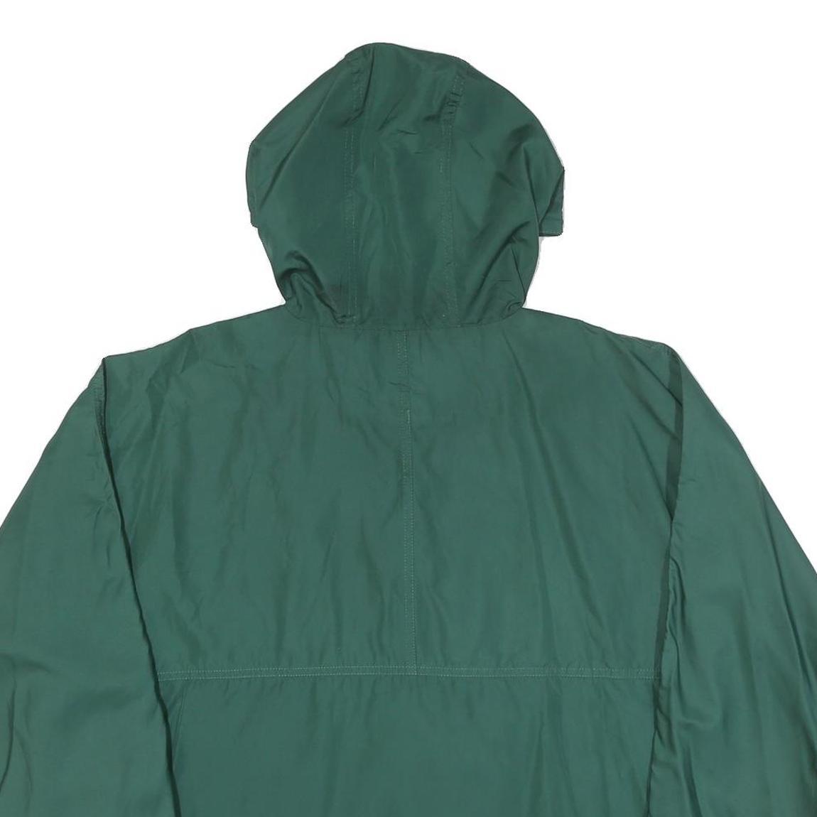 TURFER Mens Green Nylon Jacket S Lightweight Plain Hooded Zip Outdoor