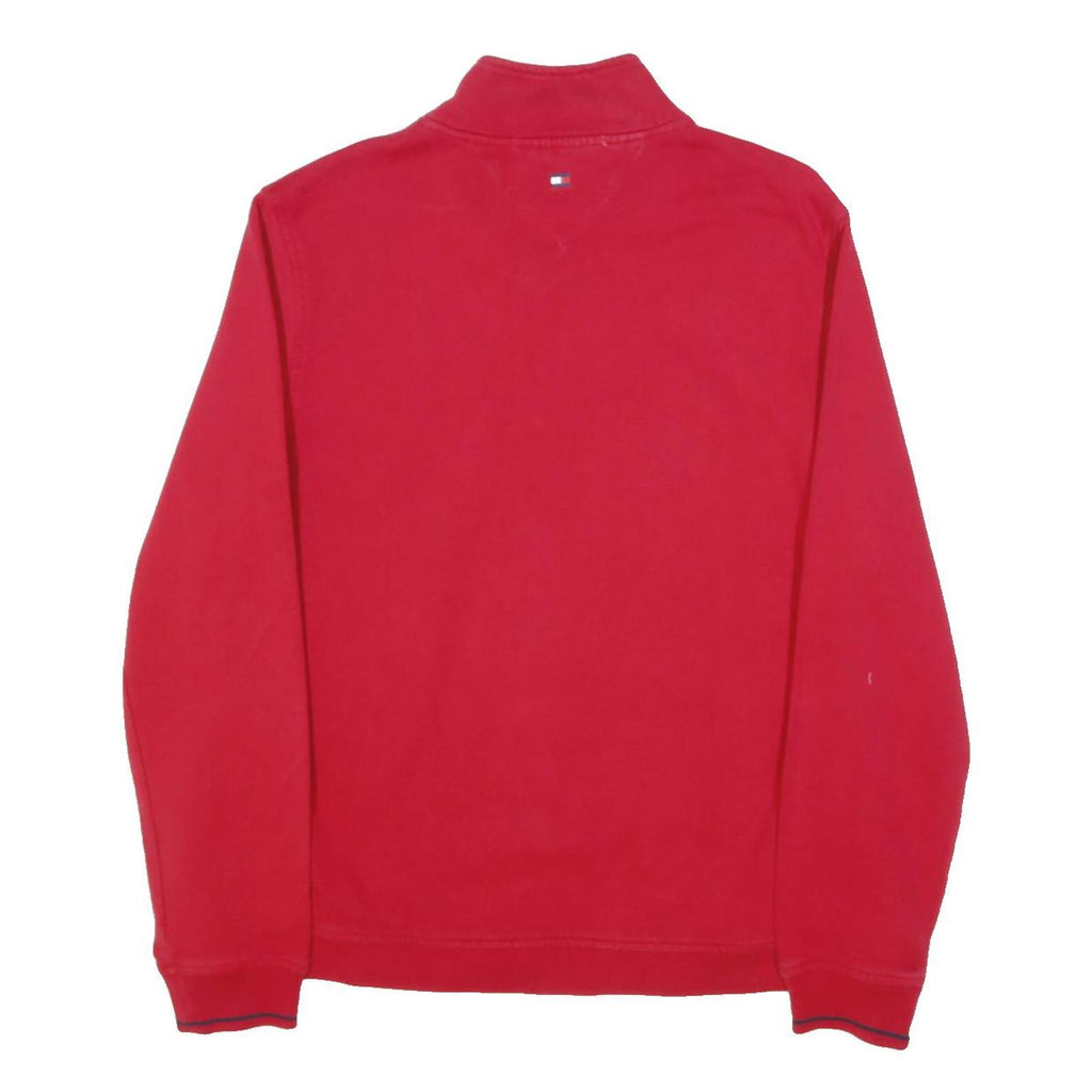 TOMMY HILFIGER Womens Red 1/4 Zip Sweatshirt M Cotton Blend Casual Activewear