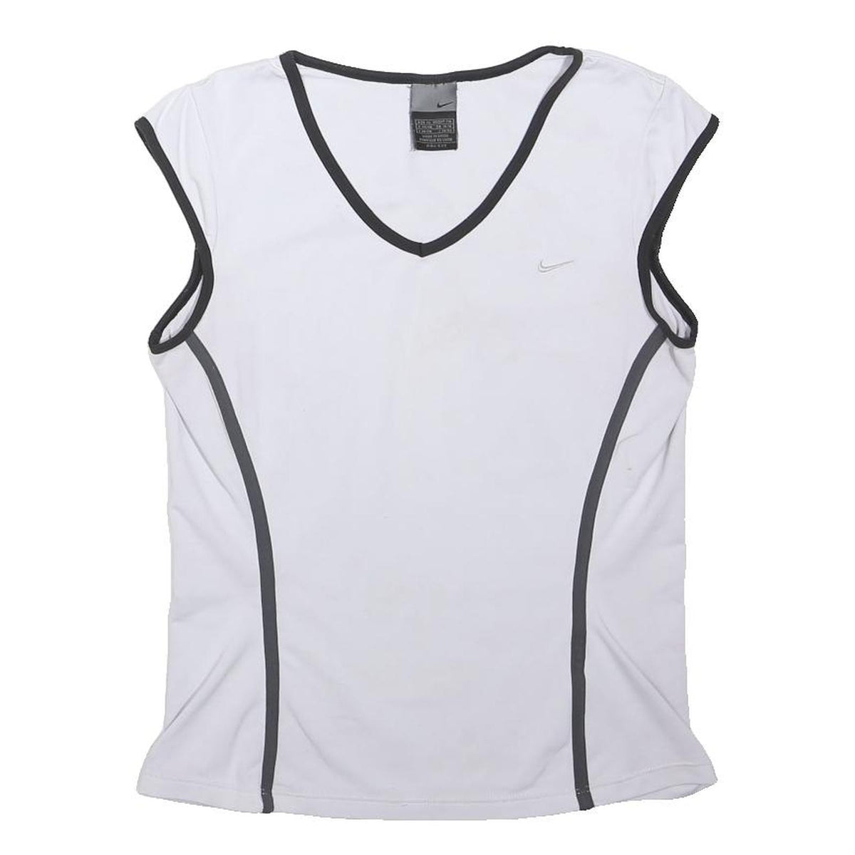 NIKE Girls White & Grey Sports Sleeveless V-Neck XL Performance Top