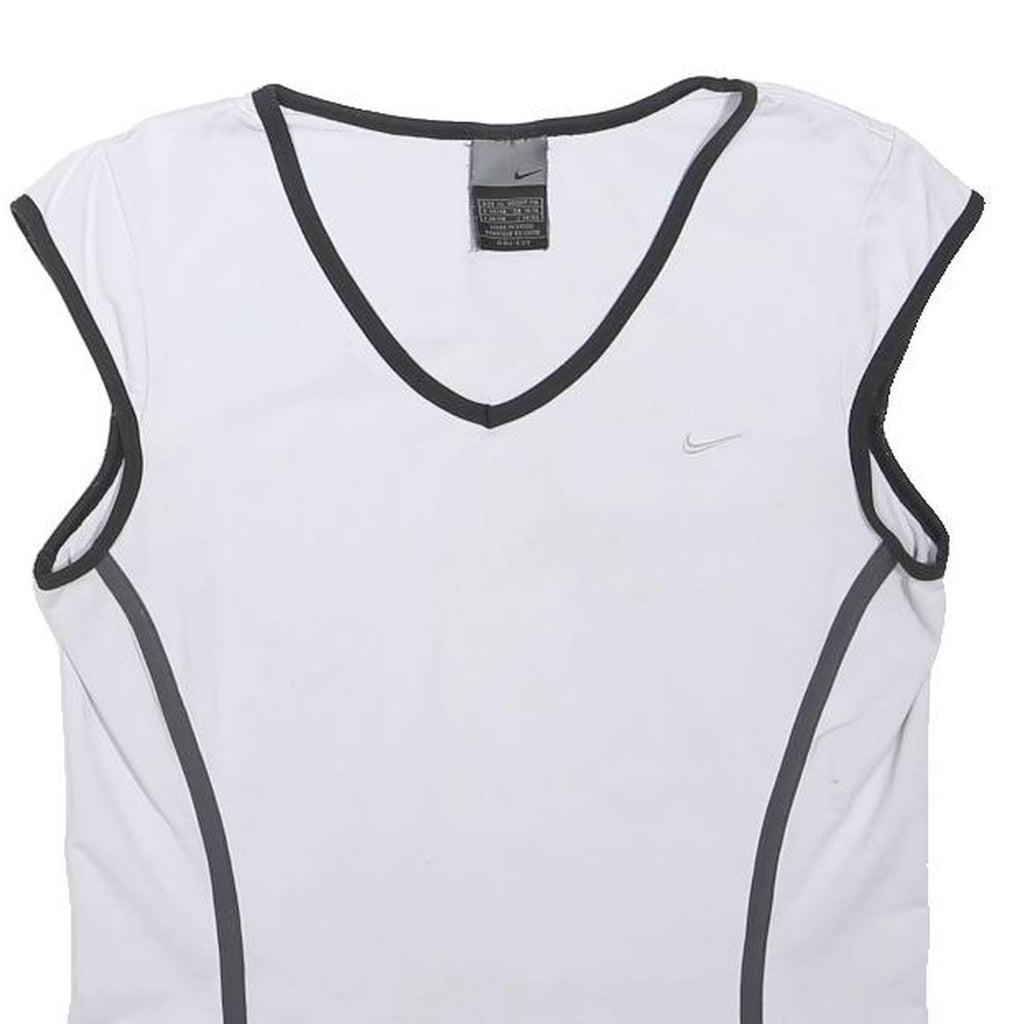 NIKE Girls White & Grey Sports Sleeveless V-Neck XL Performance Top