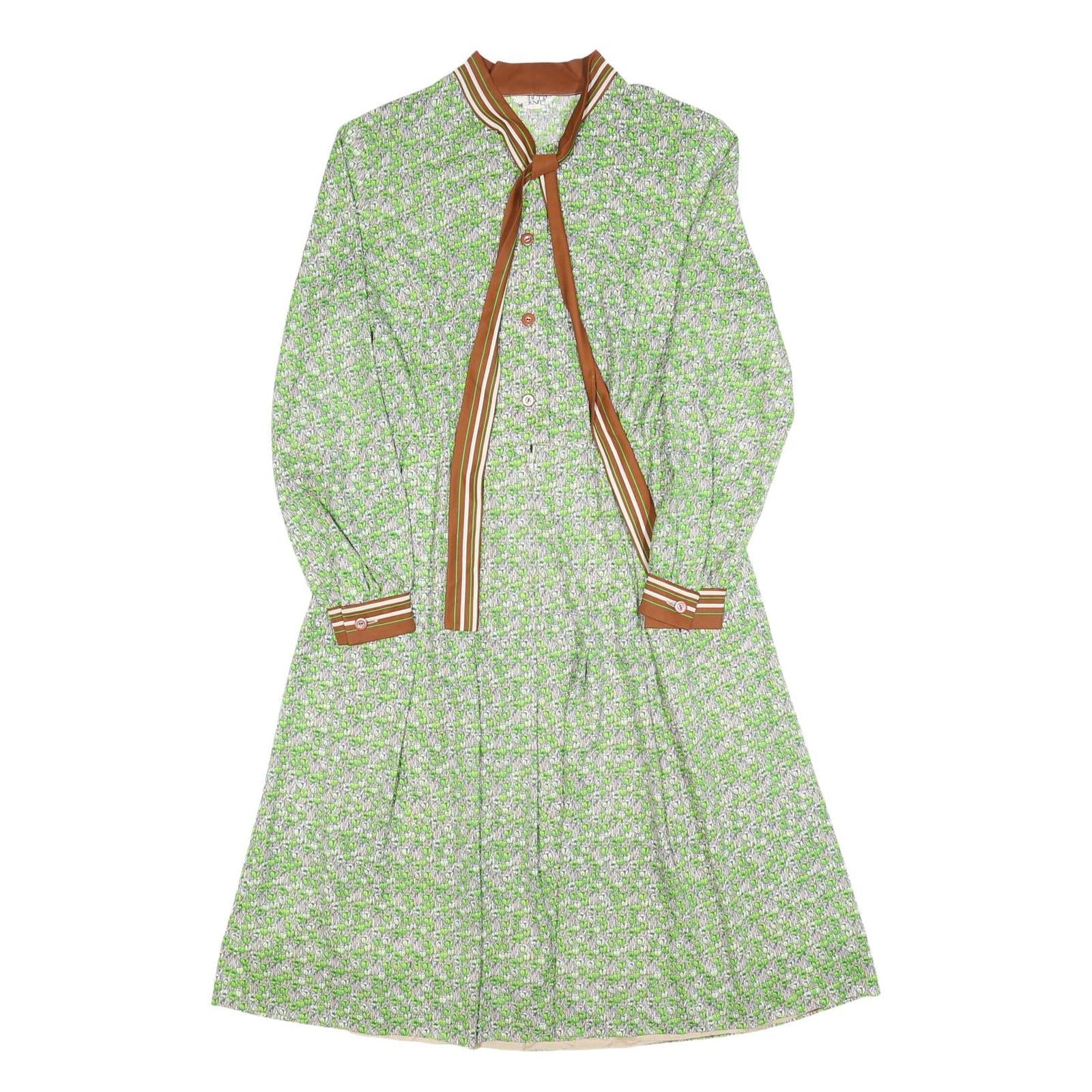 BUTTE KNT Womens Green & Brown Floral Shirt Dress Polyester Blend Long Sleeve XS