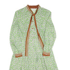 BUTTE KNT Womens Green & Brown Floral Shirt Dress Polyester Blend Long Sleeve XS