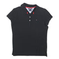 TOMMY HILFIGER Womens Black Short Sleeve Polo Shirt M Cotton Blend Classic