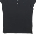 TOMMY HILFIGER Womens Black Short Sleeve Polo Shirt M Cotton Blend Classic