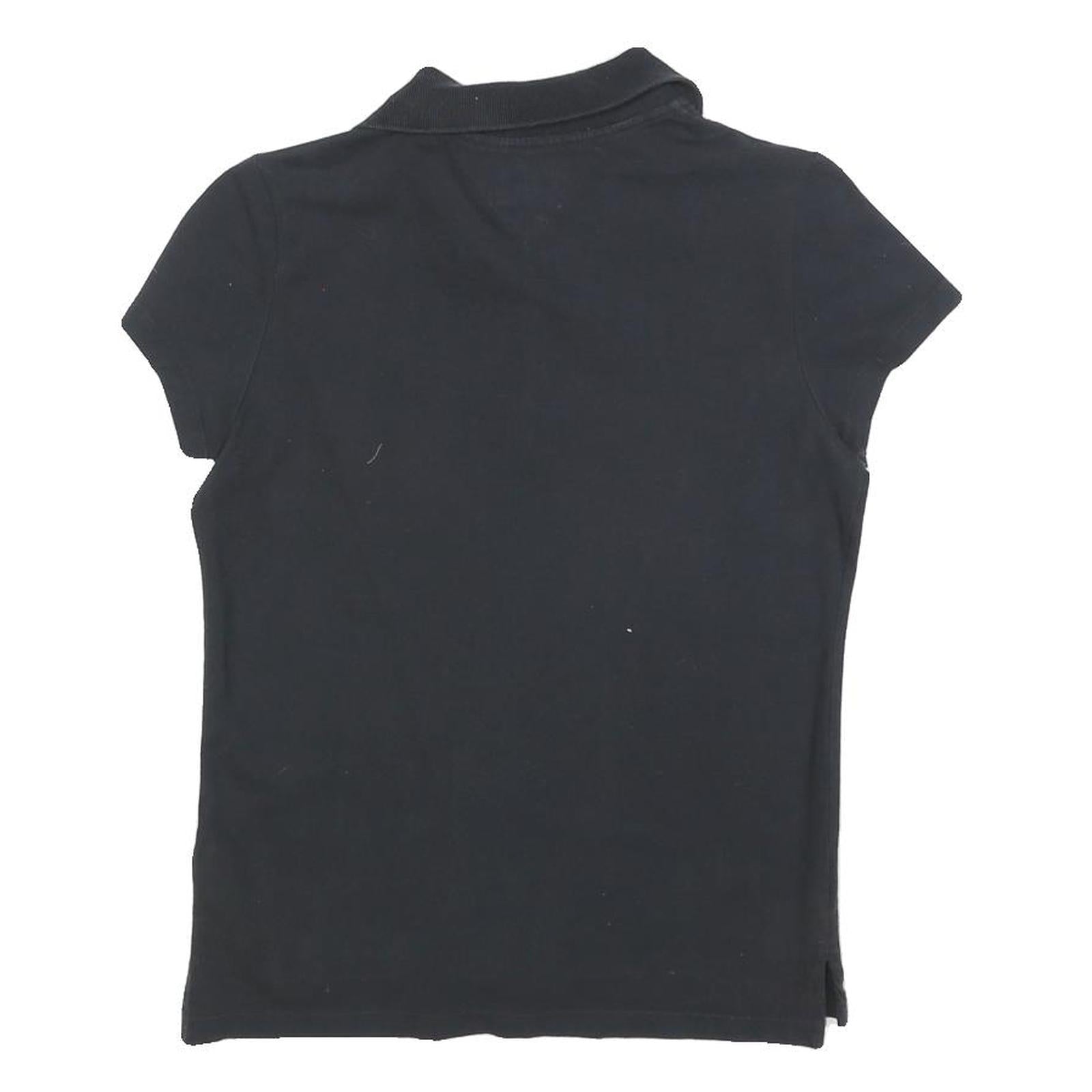 TOMMY HILFIGER Womens Black Short Sleeve Polo Shirt M Cotton Blend Classic
