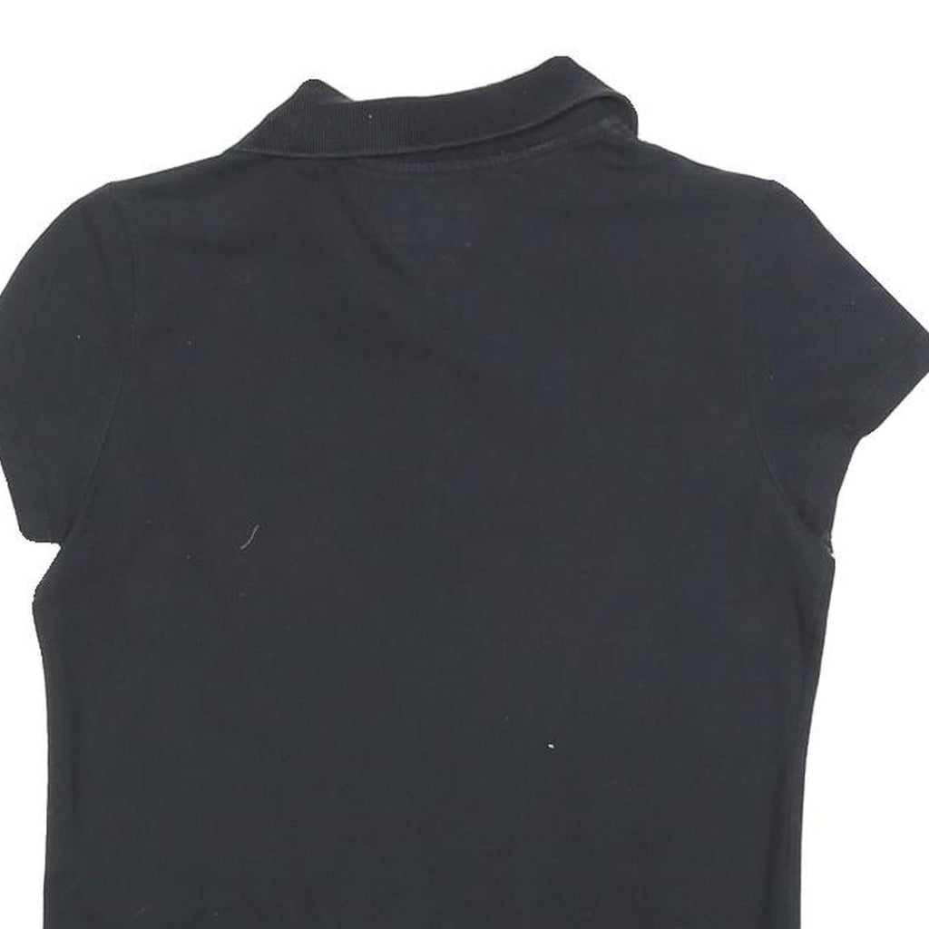 TOMMY HILFIGER Womens Black Short Sleeve Polo Shirt M Cotton Blend Classic
