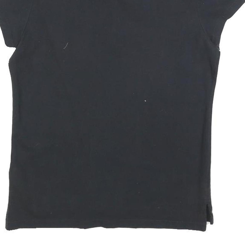 TOMMY HILFIGER Womens Black Short Sleeve Polo Shirt M Cotton Blend Classic