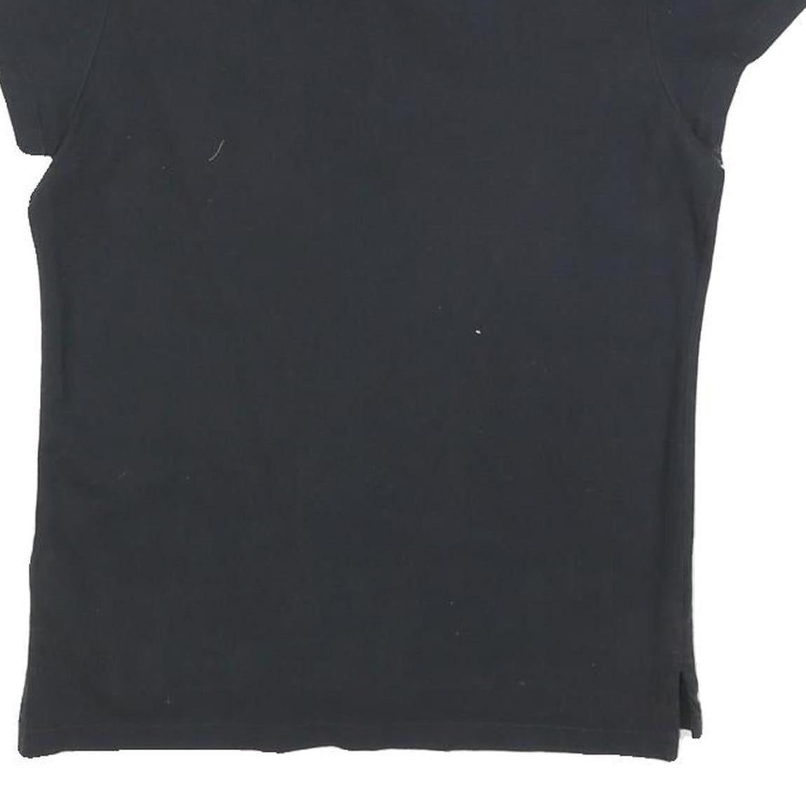 TOMMY HILFIGER Womens Black Short Sleeve Polo Shirt M Cotton Blend Classic