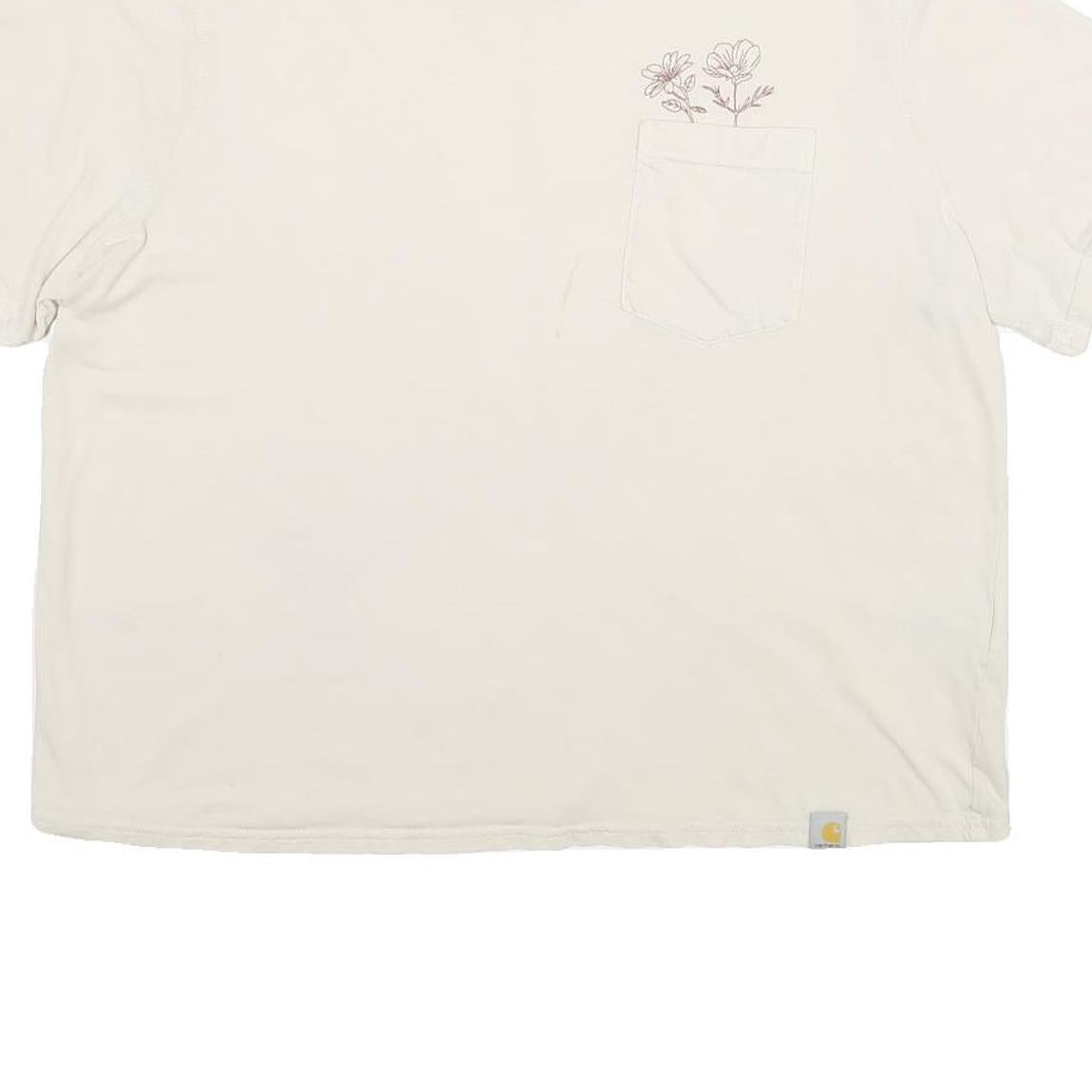 CARHARTT Womens Cream Floral Pocket T-Shirt L Short Sleeve Crew Neck Cotton