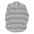 GAP Womens White & Grey Striped Shirt Dress Cotton Blend Long Sleeve Knee Length