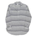 GAP Womens White & Grey Striped Shirt Dress Cotton Blend Long Sleeve Knee Length