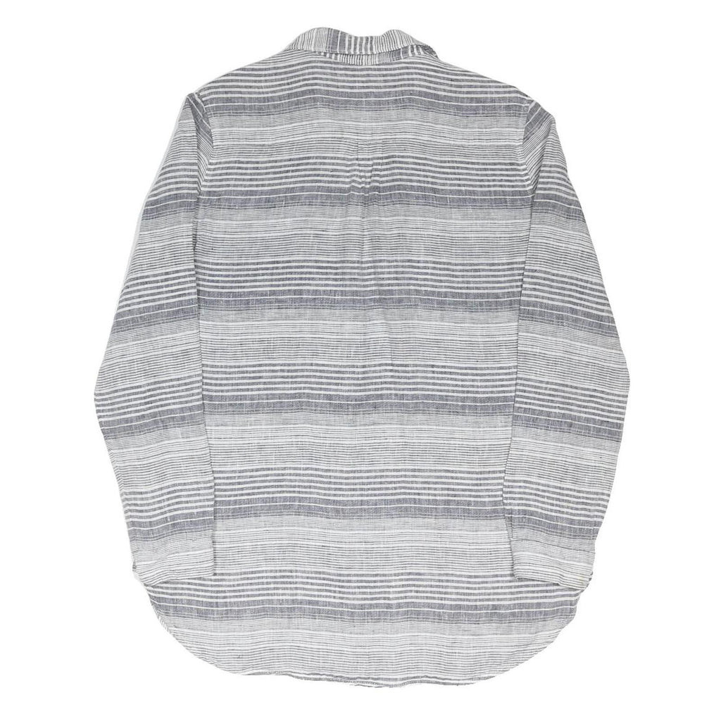 GAP Womens White & Grey Striped Shirt Dress Cotton Blend Long Sleeve Knee Length