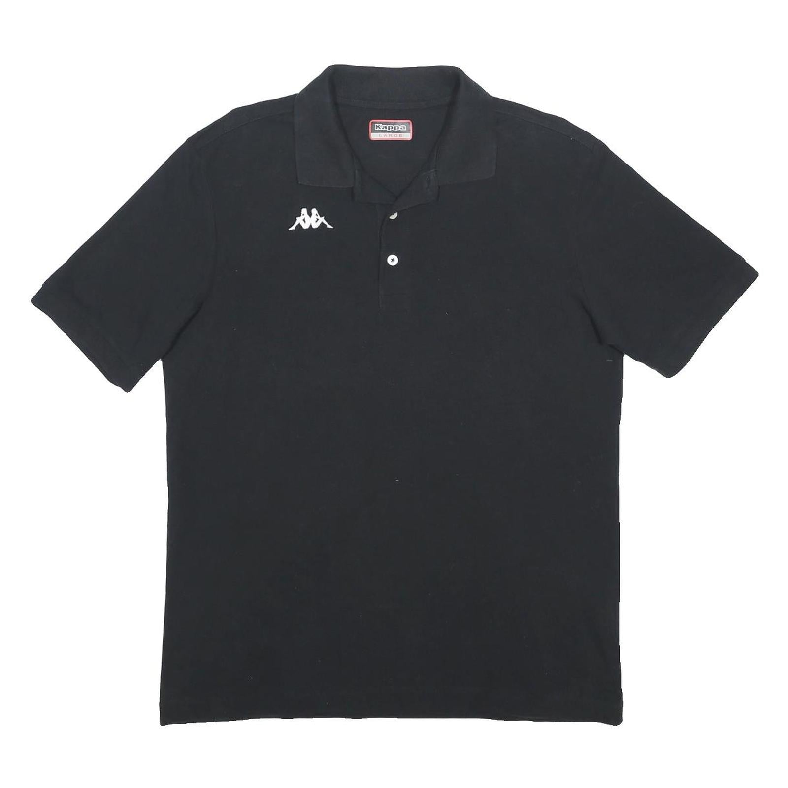 KAPPA Mens Black Short Sleeve Logo Polo Shirt L Cotton Casual Sportswear