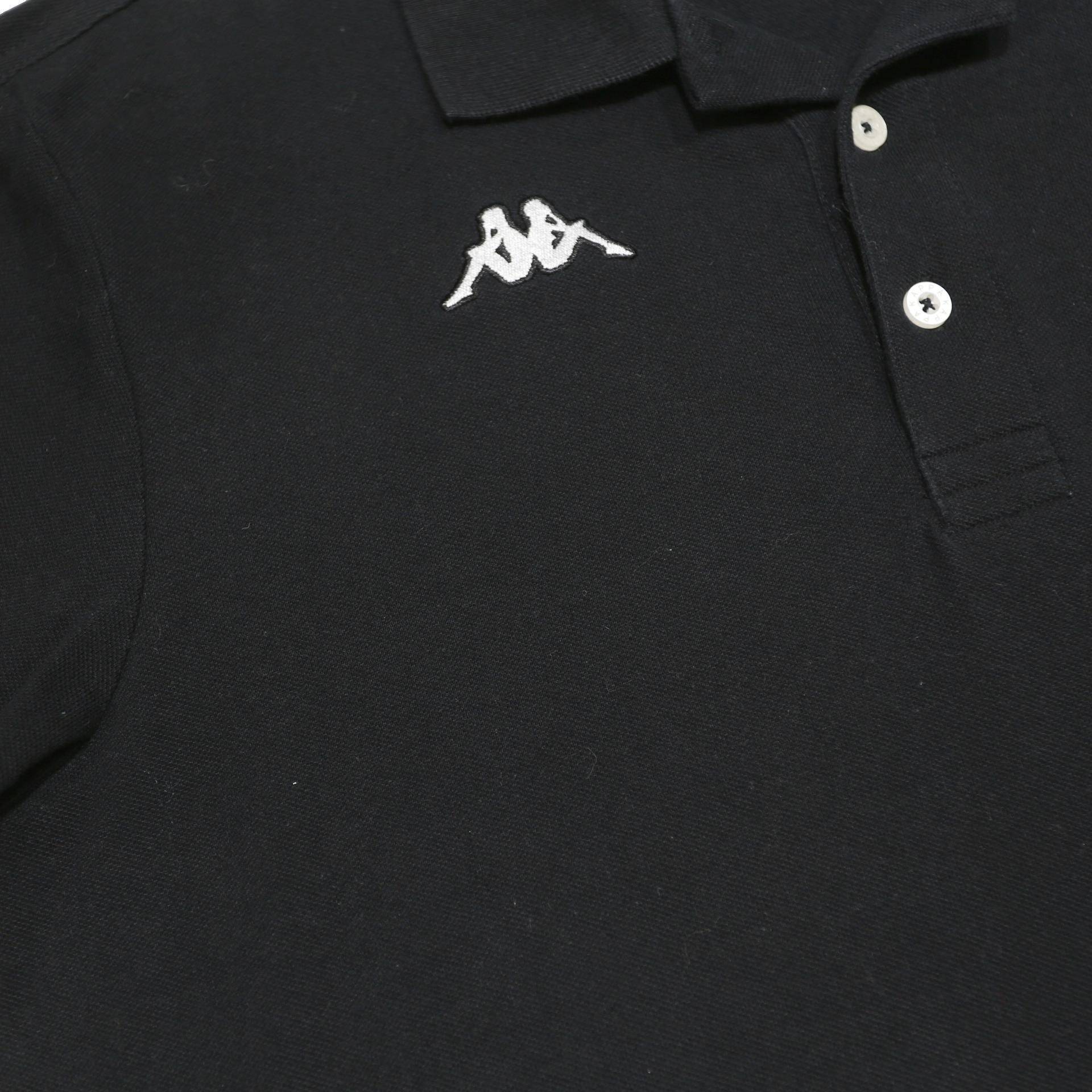 KAPPA Mens Black Short Sleeve Logo Polo Shirt L Cotton Casual Sportswear