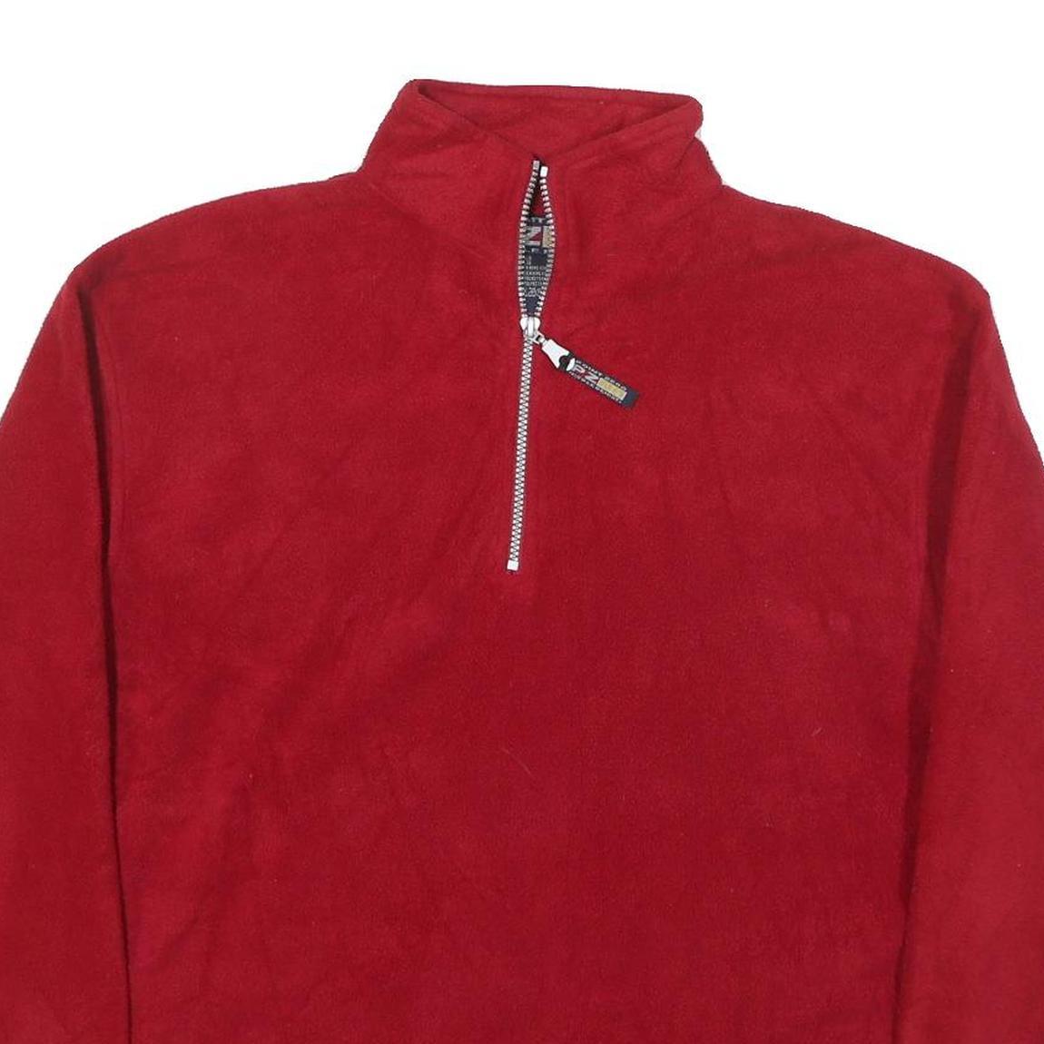 PZNE Mens Red Plain Pullover Jumper Crew Neck Polyester Blend Size M Casual Warm
