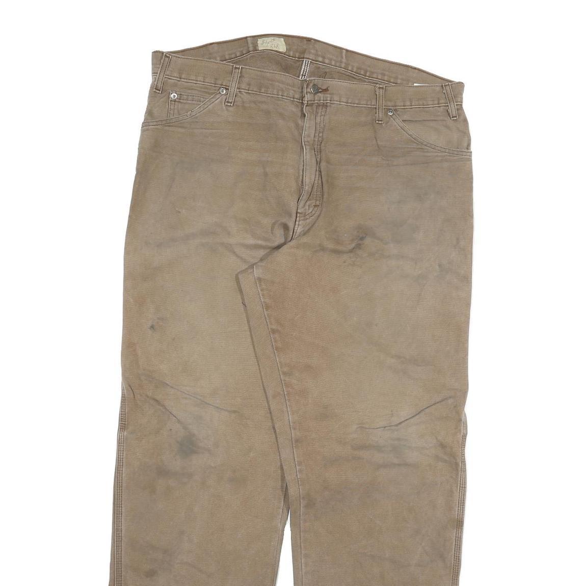 DICKIES Mens Regular Fit Straight Beige Denim Jeans W40 L34 Workwear Zip Closure