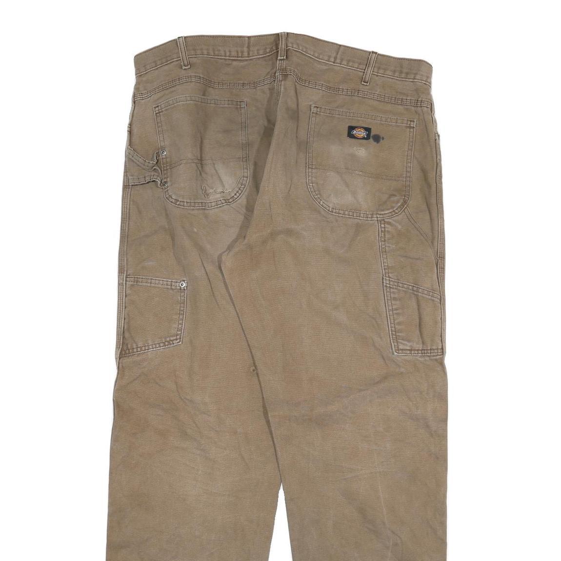 DICKIES Mens Regular Fit Straight Beige Denim Jeans W40 L34 Workwear Zip Closure