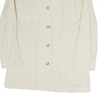 Womens Cream Cotton Blend Button Jacket L Plain Classic Stylish Lightweight
