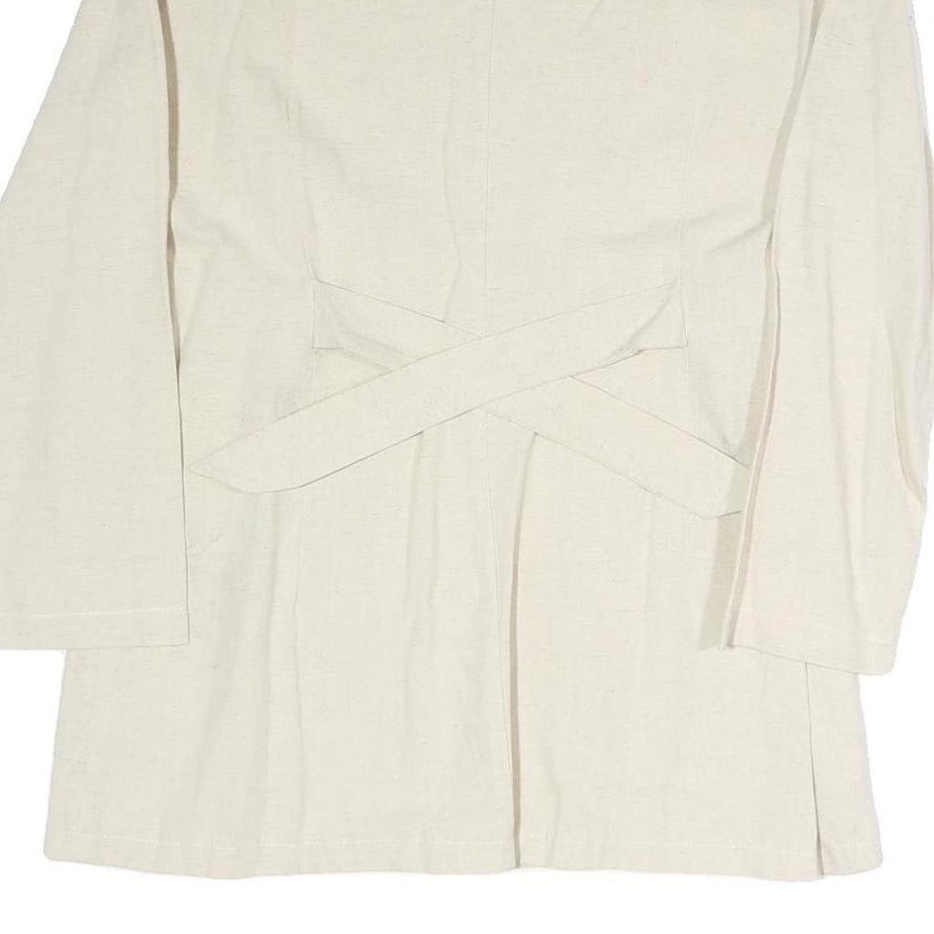 Womens Cream Cotton Blend Button Jacket L Plain Classic Stylish Lightweight