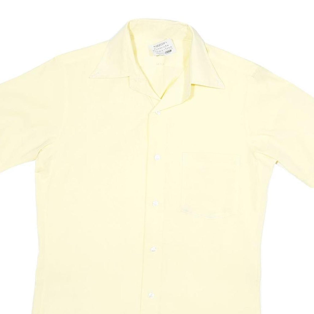 ARROW Mens Yellow Cotton Blend Shirt S Short Sleeve Button Casual Plain