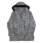 BIAGGINI Womens Grey Crocodile Print Hooded Zip Jacket L Polyester Blend Casual