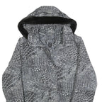 BIAGGINI Womens Grey Crocodile Print Hooded Zip Jacket L Polyester Blend Casual