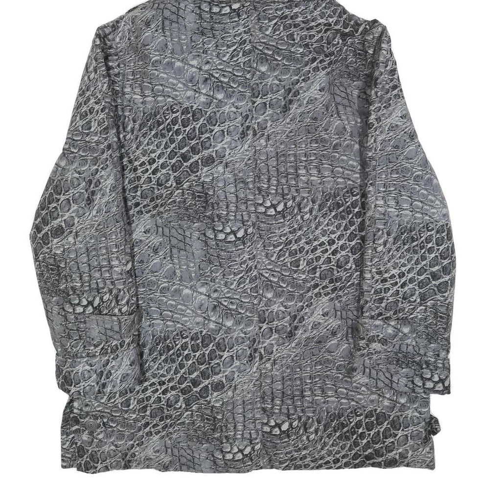 BIAGGINI Womens Grey Crocodile Print Hooded Zip Jacket L Polyester Blend Casual