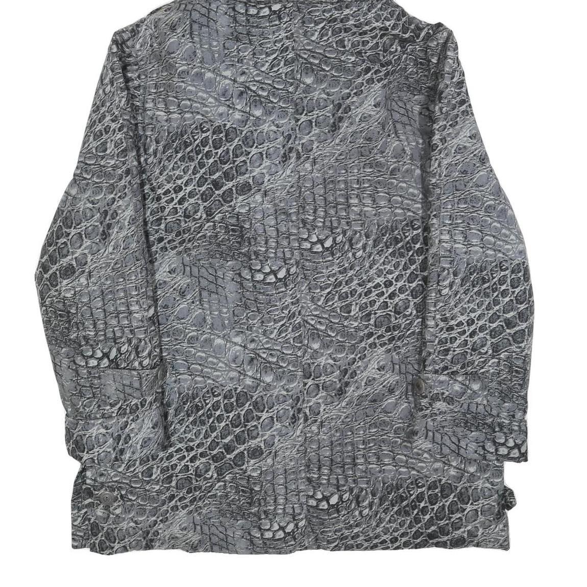BIAGGINI Womens Grey Crocodile Print Hooded Zip Jacket L Polyester Blend Casual