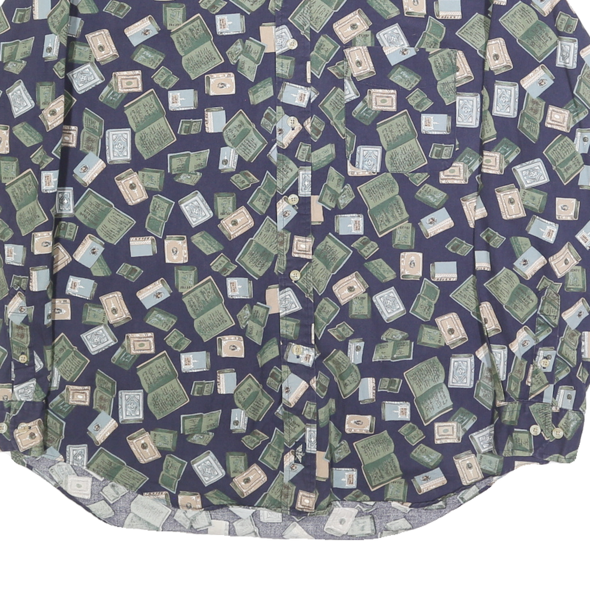 DOCKERS Mens Blue & Green Patterned Cotton Shirt M Casual Button Front