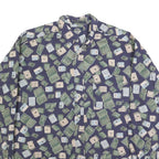DOCKERS Mens Blue & Green Patterned Cotton Shirt M Casual Button Front
