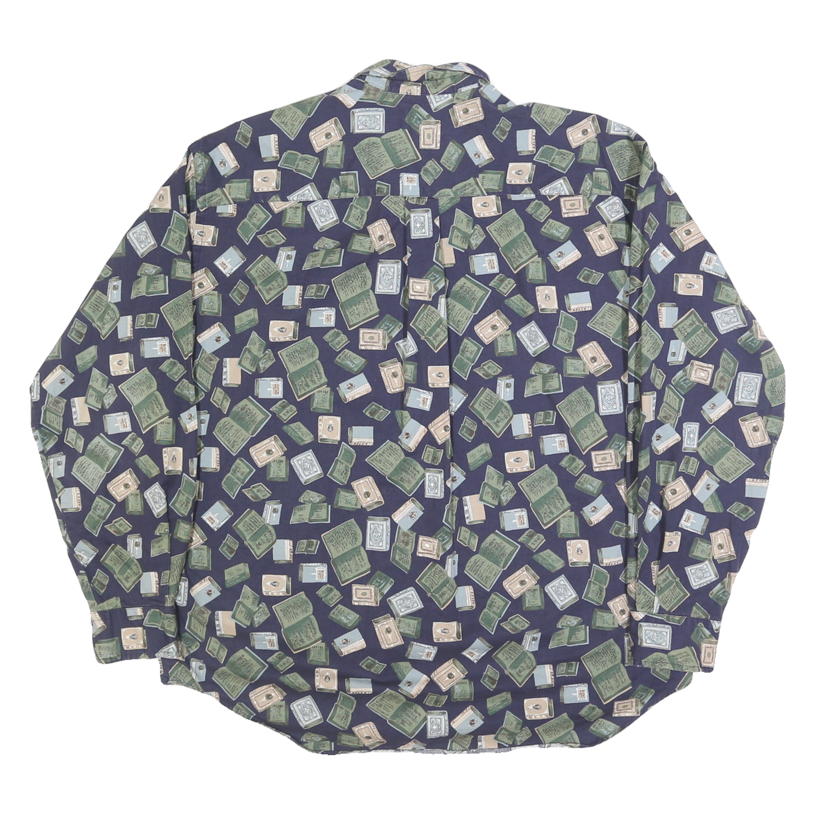 DOCKERS Mens Blue & Green Patterned Cotton Shirt M Casual Button Front