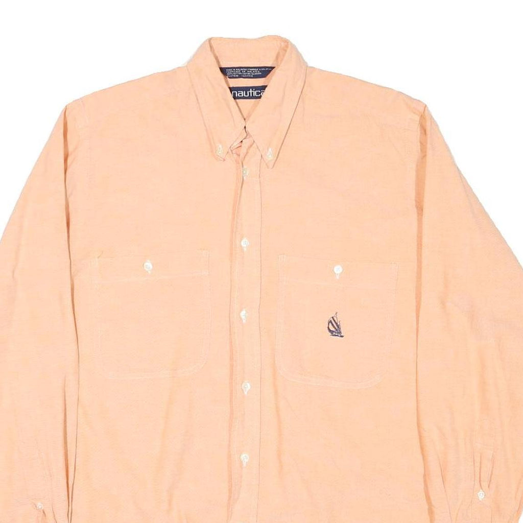 NAUTICA Mens Peach Button-Down Shirt S Cotton Blend Classic Fit Casual