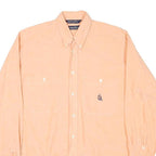 NAUTICA Mens Peach Button-Down Shirt S Cotton Blend Classic Fit Casual